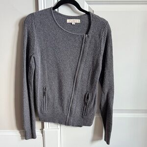 LOFT Charcoal Asymmetrical Zip Sweater
